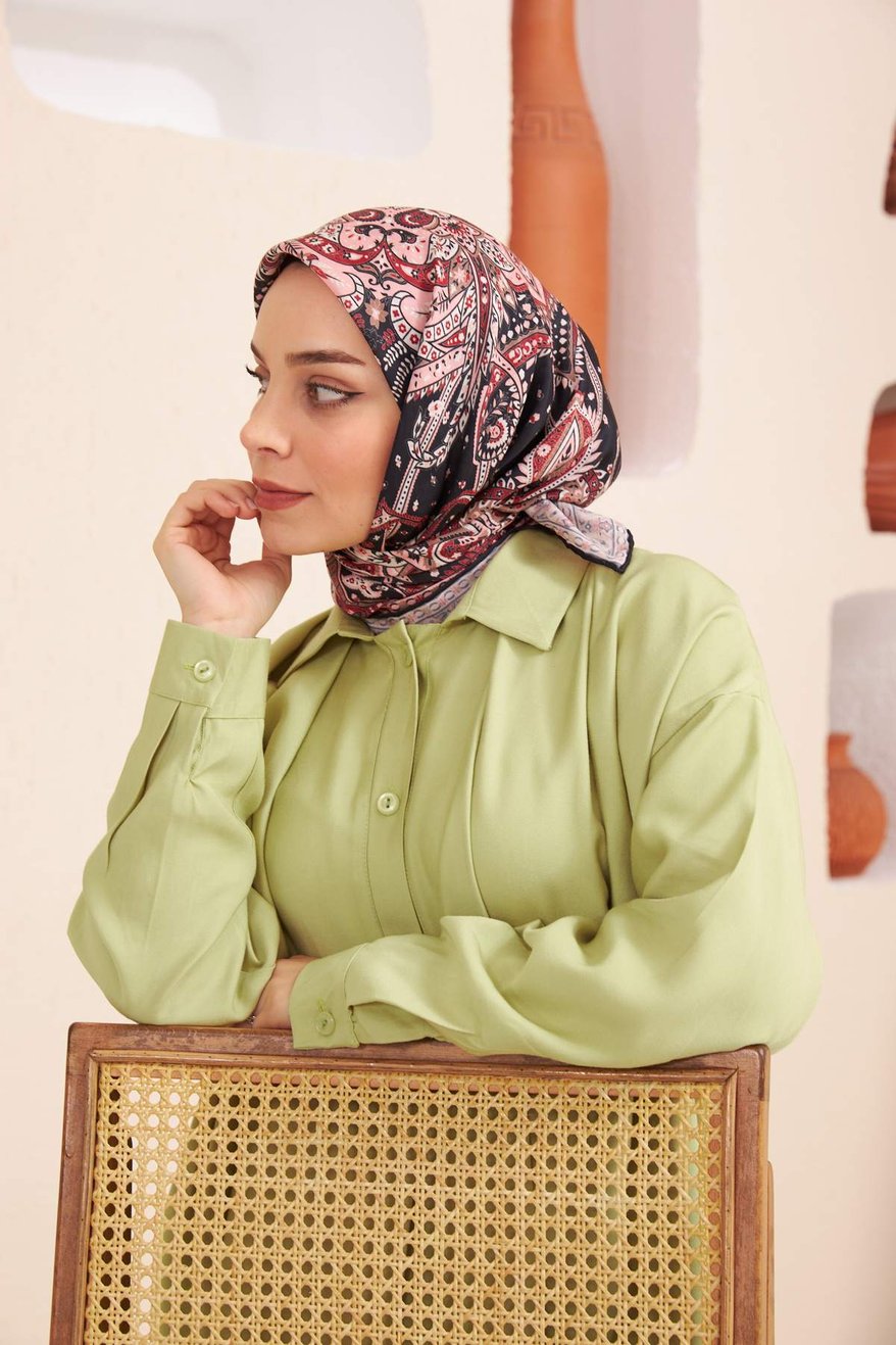 Bohemian Collection Cotton Viscose Black Red Beige ايشارب بوهيميان أسود أحمر بيج قطن سوفت فيسكوز