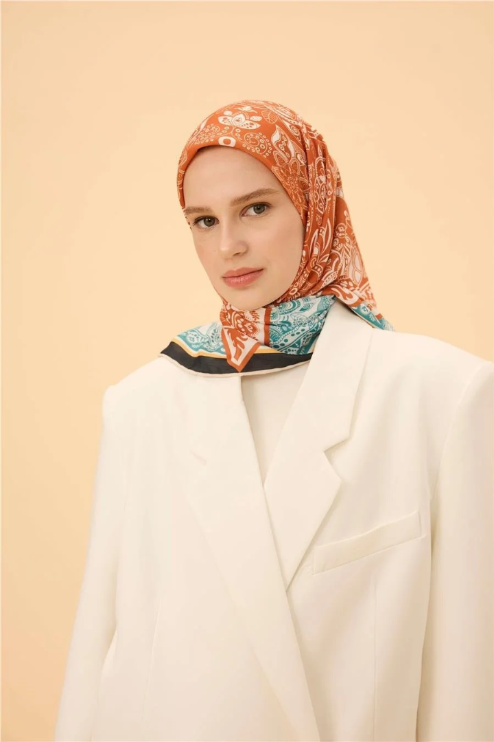 Soft Eşarp Light Crimson Orange قطن سوفت ايشارب برتقالي و قرمزي فاتح