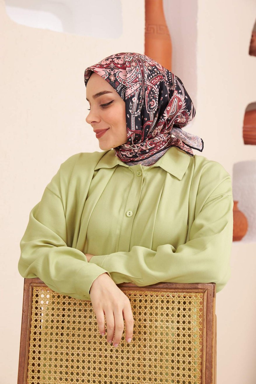 Bohemian Collection Cotton Viscose Black Red Beige ايشارب بوهيميان أسود أحمر بيج قطن سوفت فيسكوز