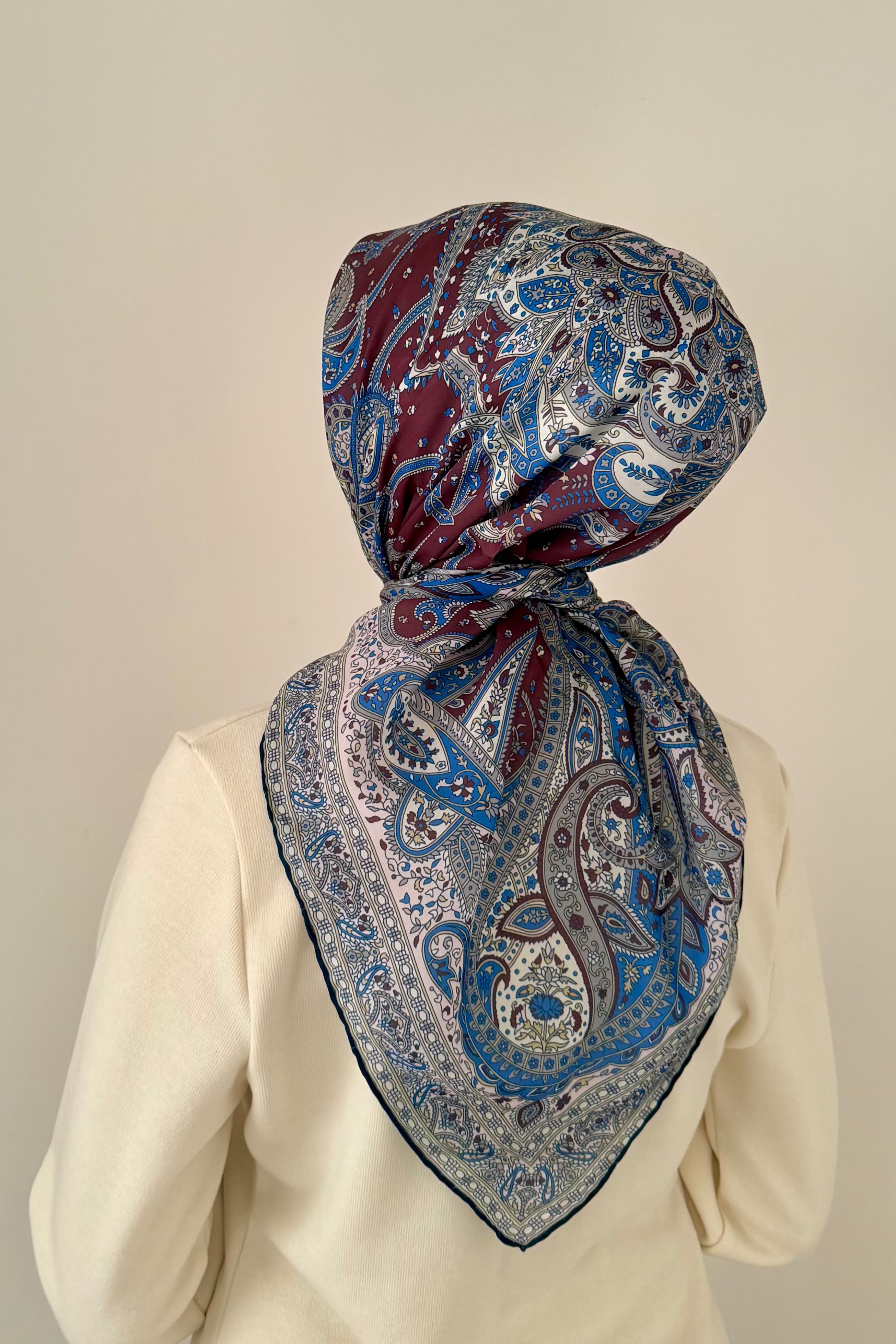 Bohemian Collection Cotton Viscose Blue Burgundy  ايشارب بوهيميان أزرق برجندي قطن سوفت فيسكوز