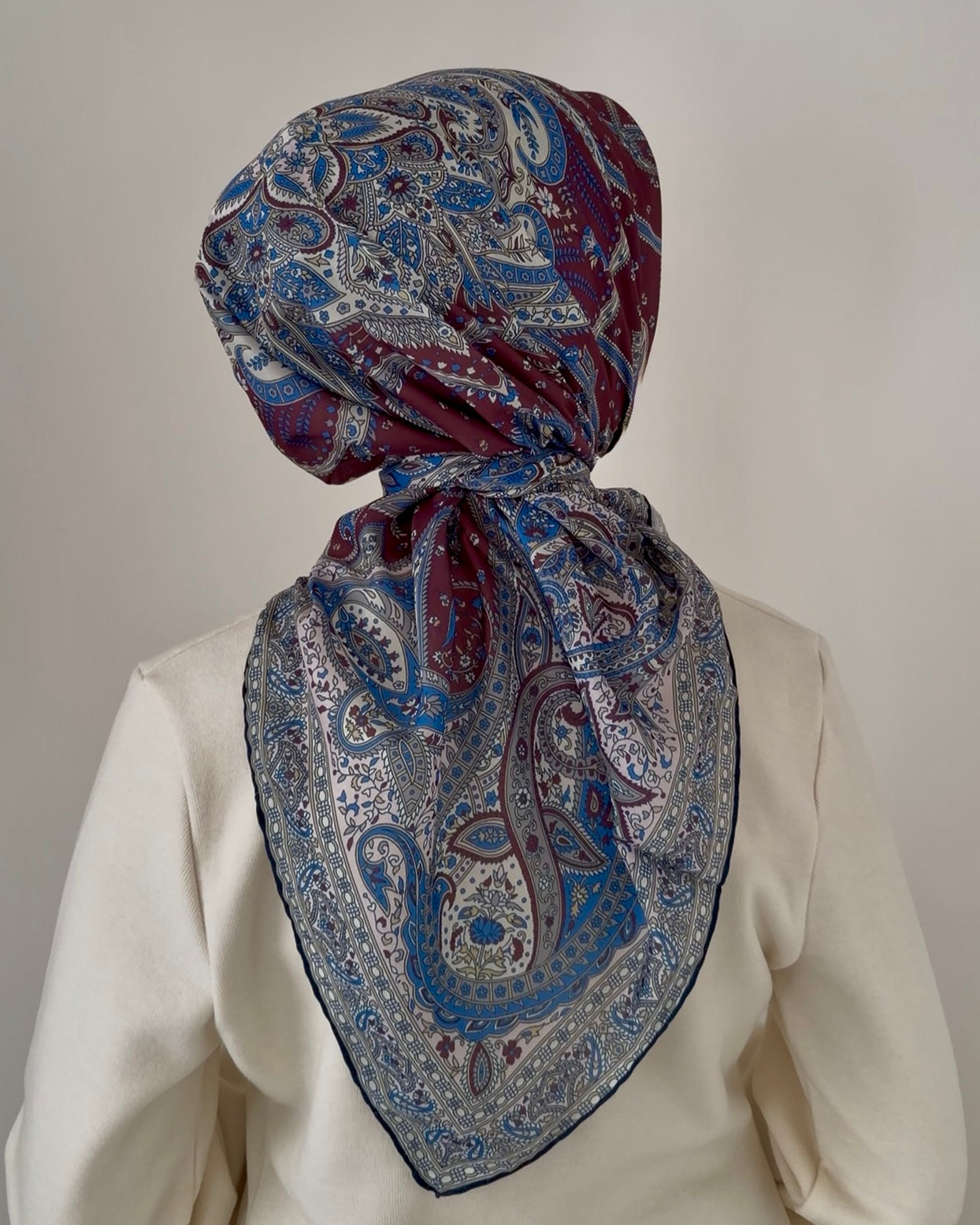 Bohemian Collection Cotton Viscose Blue Burgundy  ايشارب بوهيميان أزرق برجندي قطن سوفت فيسكوز