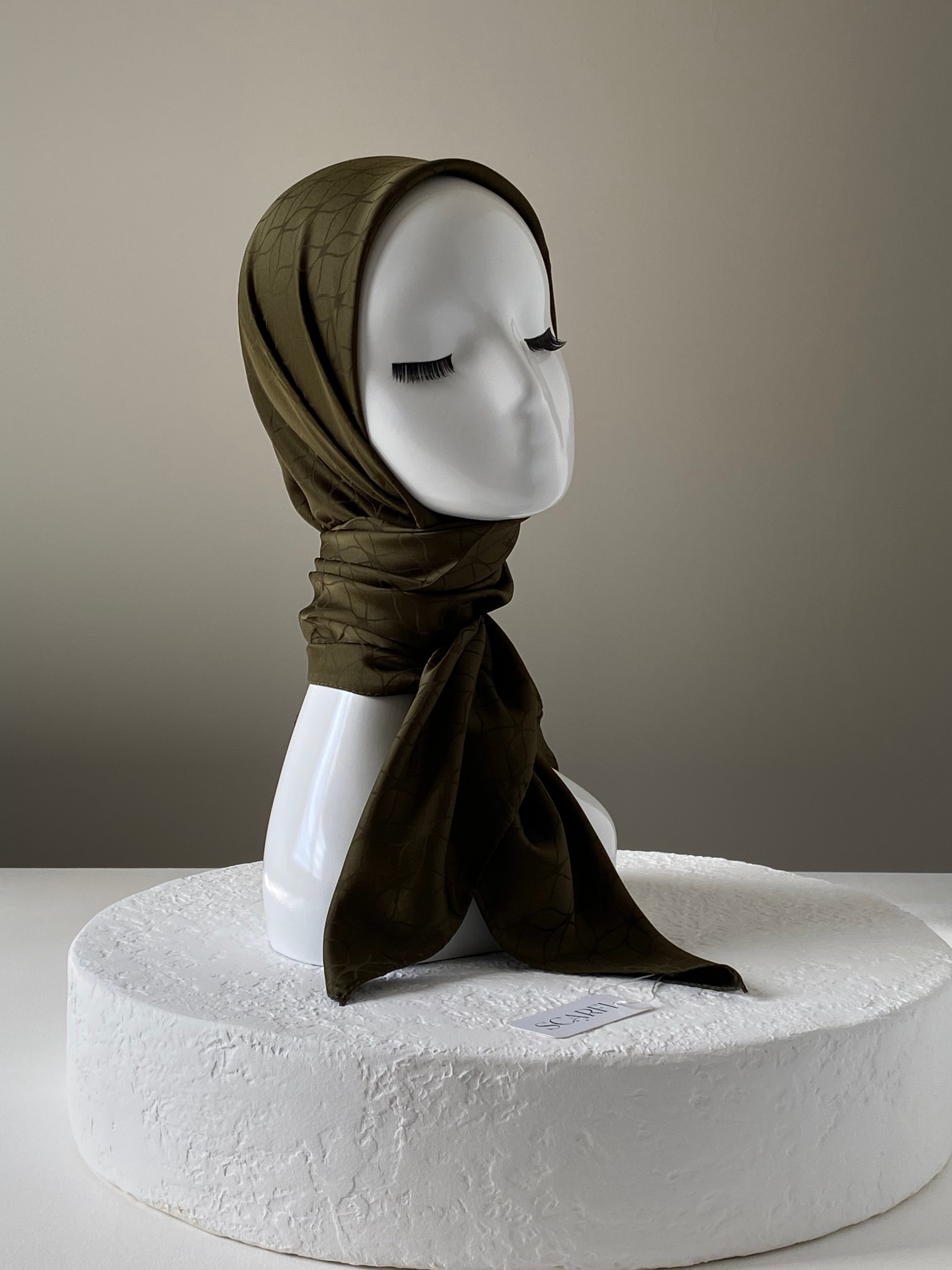 London Jakarli Silk Cotton Olive Oil Green لندن جاكارلي حرير قطن زيتي