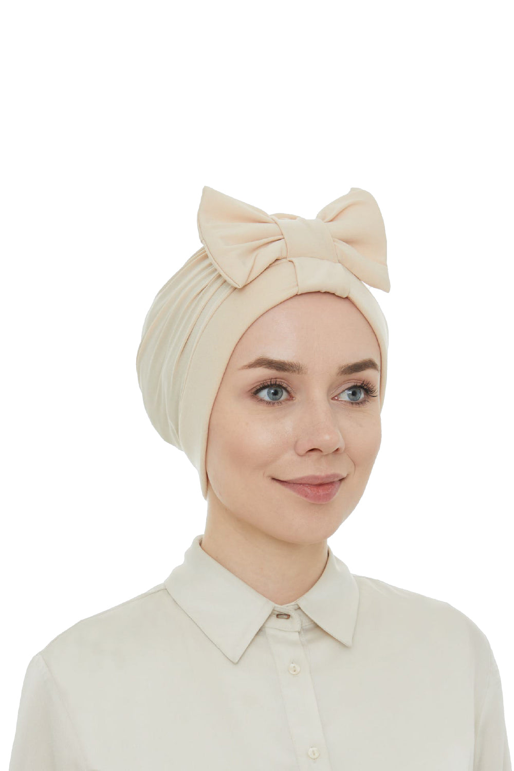 Daily Beige Turban (2 in 1) توربان ليكرا مزدوج التصميم باللون البيج الكلاسيكي