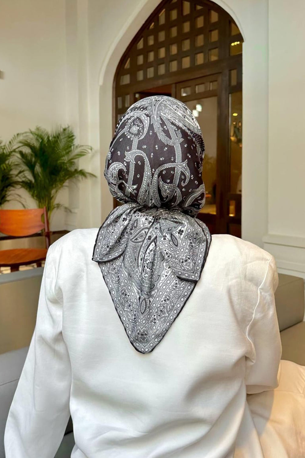 Bohemian Collection Black Gray Cotton Viscose ايشارب بوهيميان أسود رمادي قطن سوفت فيسكوز