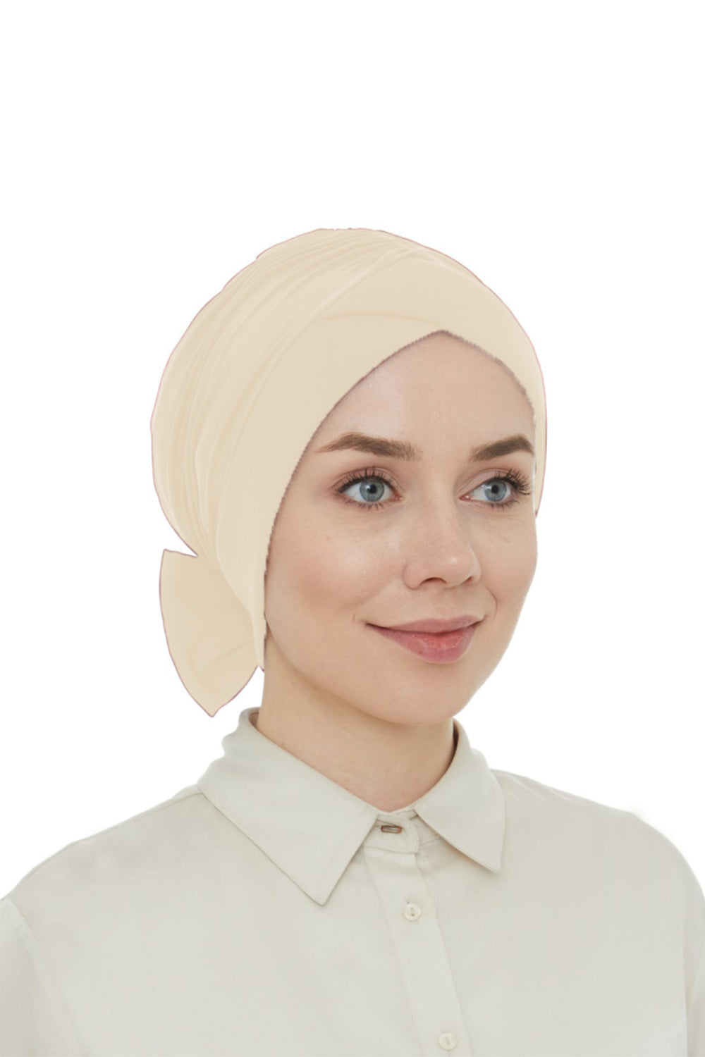 Daily Beige Turban (2 in 1) توربان ليكرا مزدوج التصميم باللون البيج الكلاسيكي