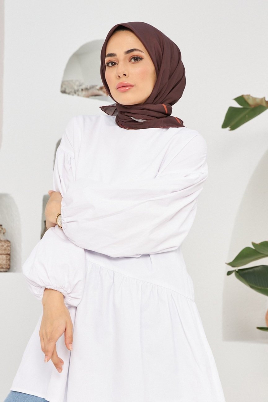 Plain Patterned Dark Brown Cotton إيشارب بني غامق سادة قطن سوفت