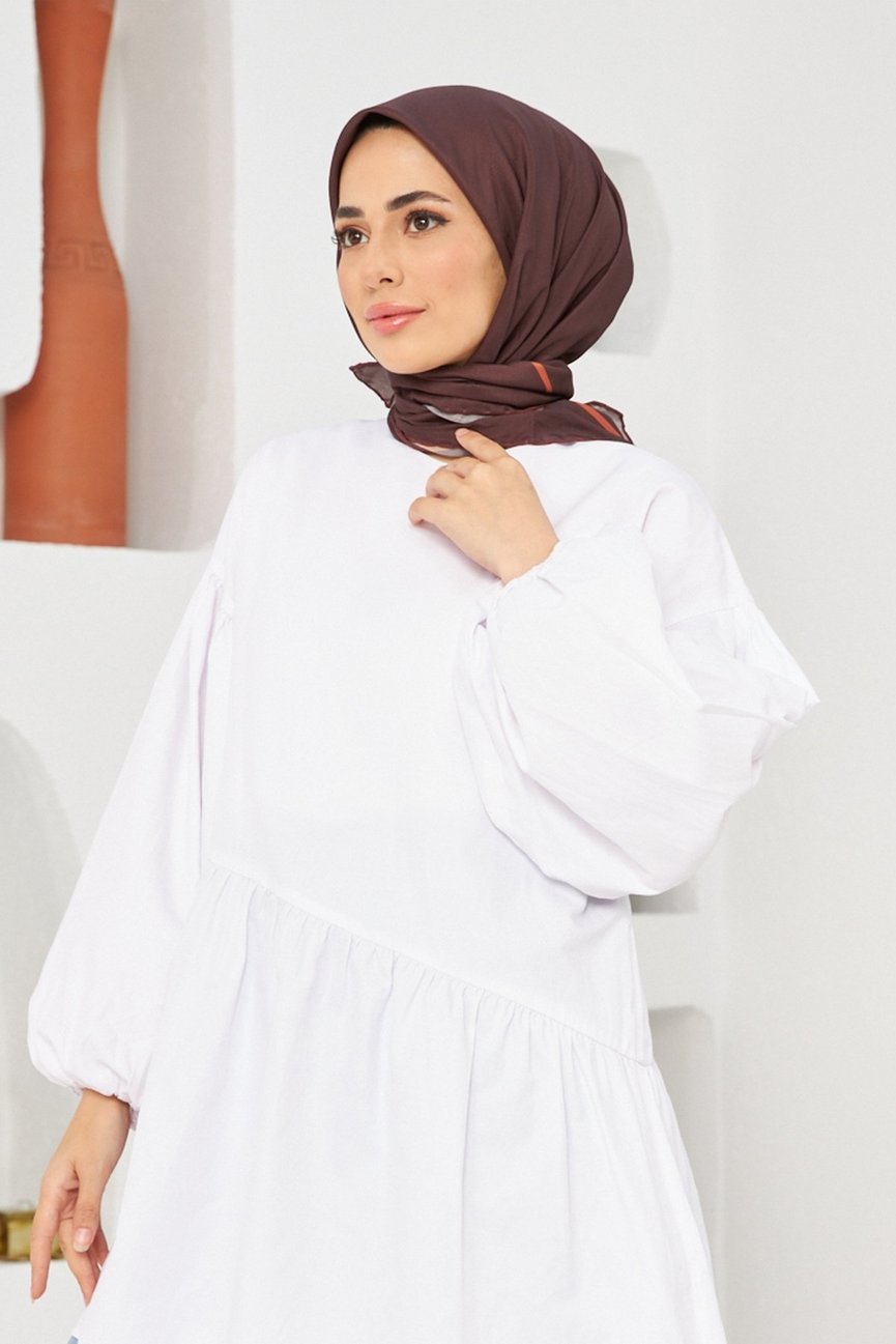 Plain Patterned Dark Brown Cotton إيشارب بني غامق سادة قطن سوفت