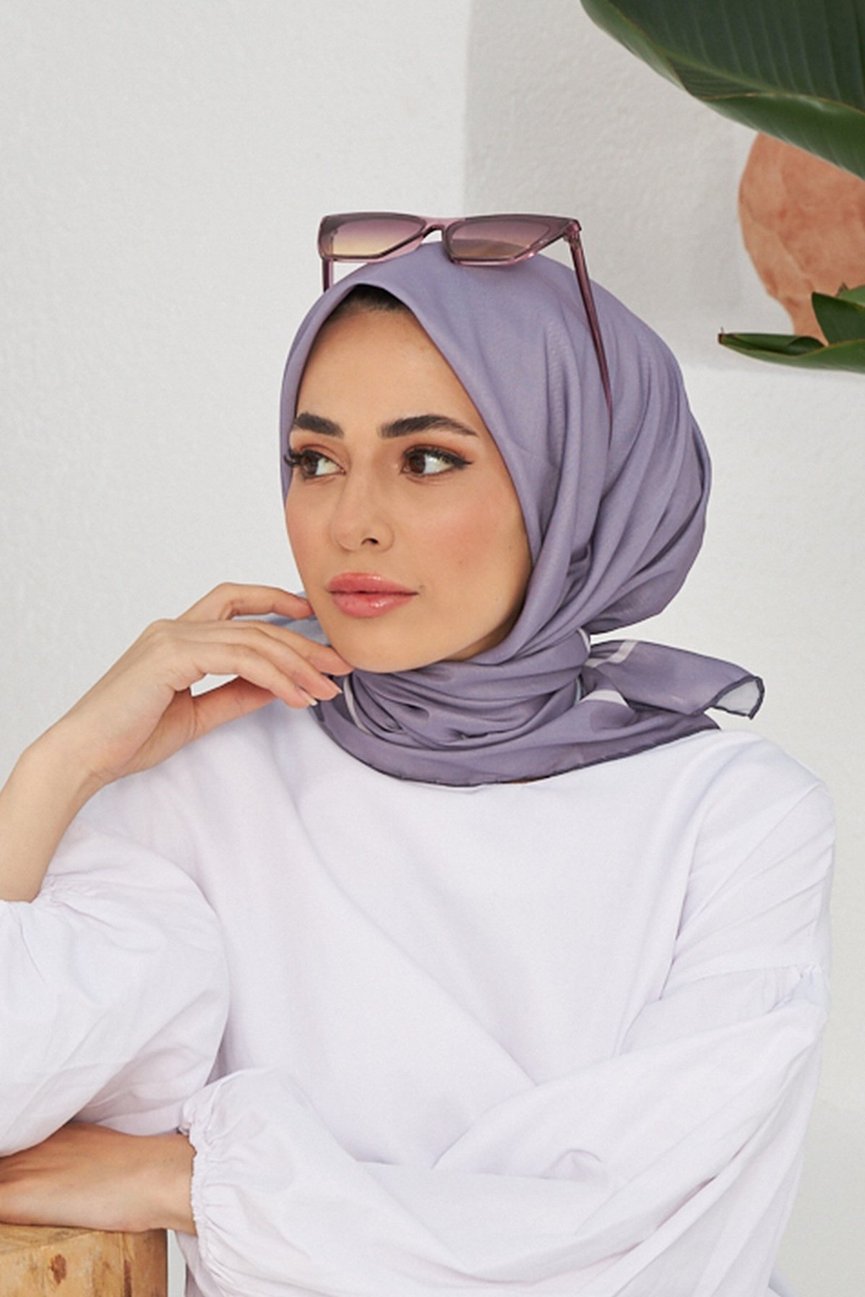 Plain Patterned Light Lilac Cotton إيشارب ليلكي فاتح سادة قطن سوفت