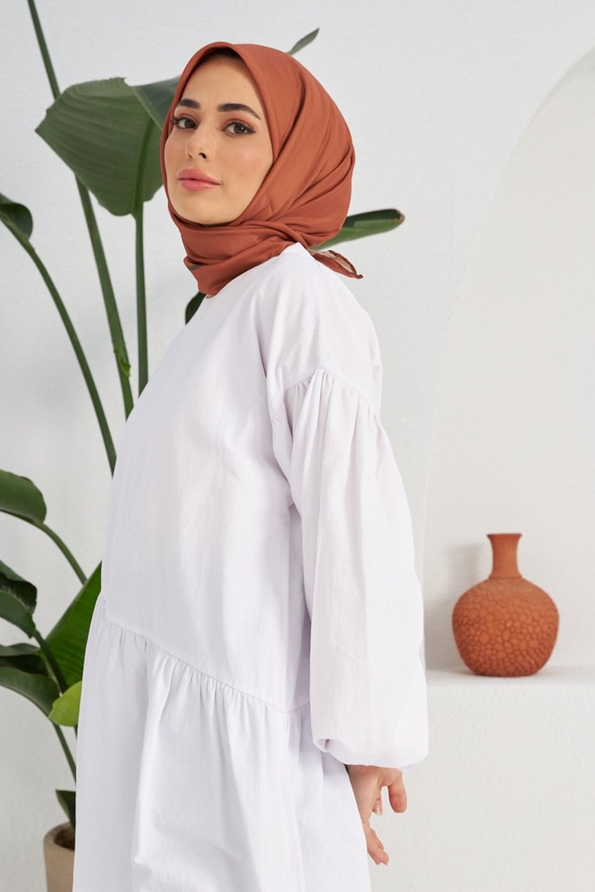 Plain Patterned Copper Cotton إيشارب بني نحاسي سادة قطن سوفت