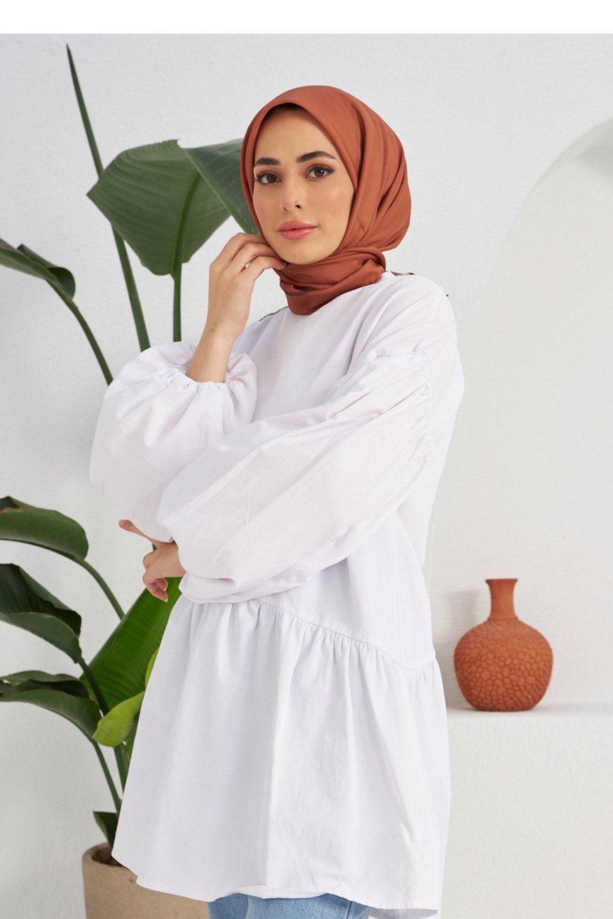 Plain Patterned Copper Cotton إيشارب بني نحاسي سادة قطن سوفت