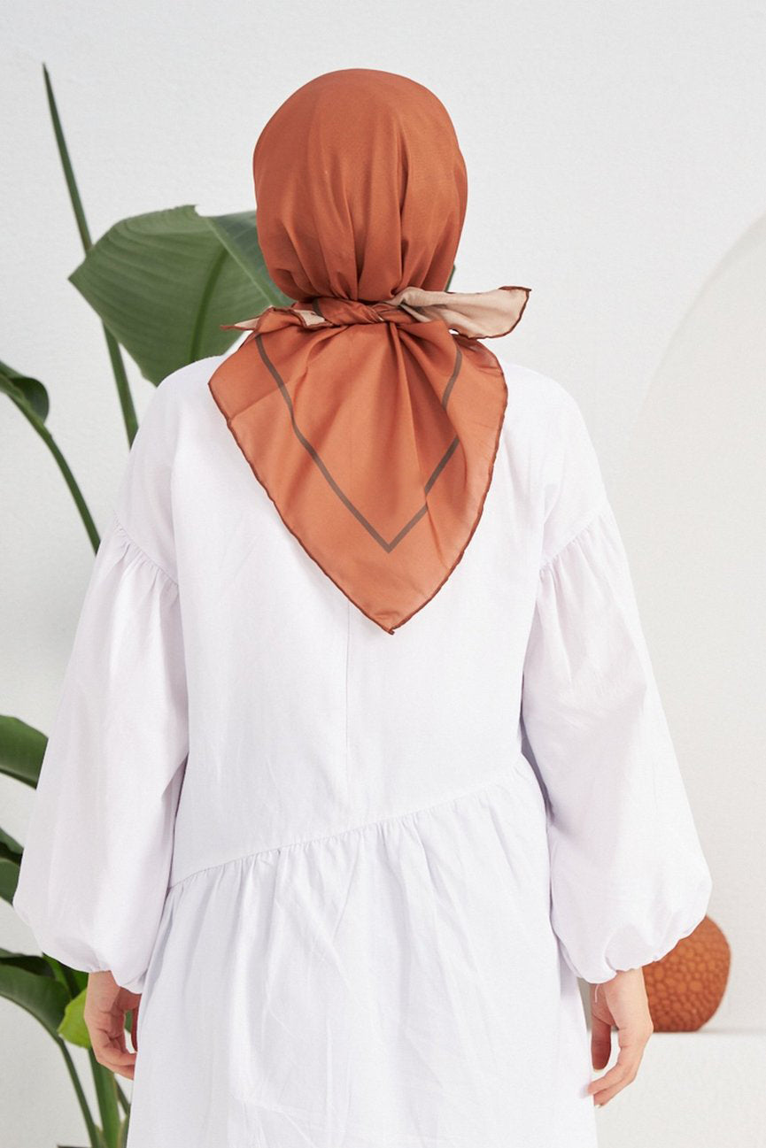 Plain Patterned Copper Cotton إيشارب بني نحاسي سادة قطن سوفت