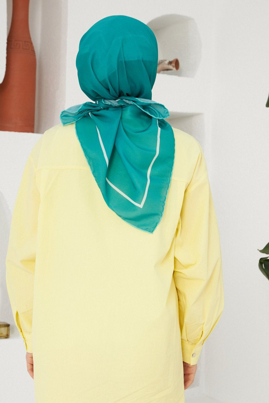 Plain Patterned Benetton Green إيشارب أخضر بناتون سادة قطن سوفت