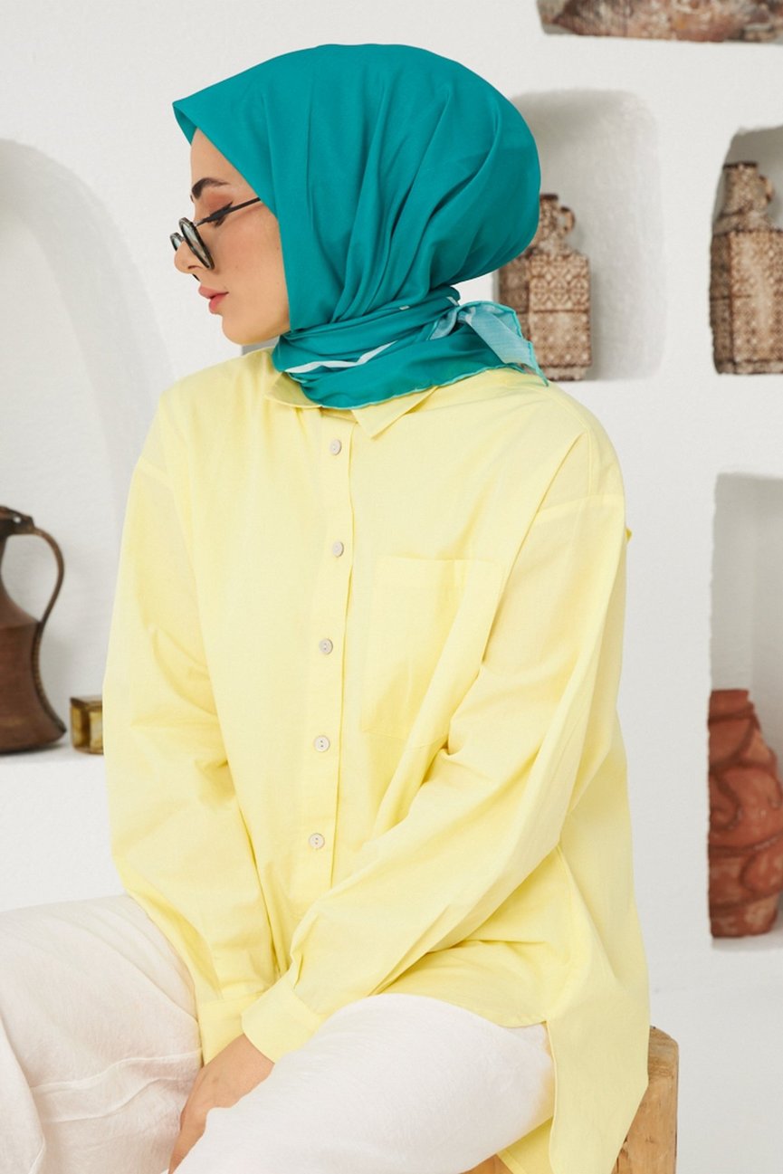Plain Patterned Benetton Green إيشارب أخضر بناتون سادة قطن سوفت