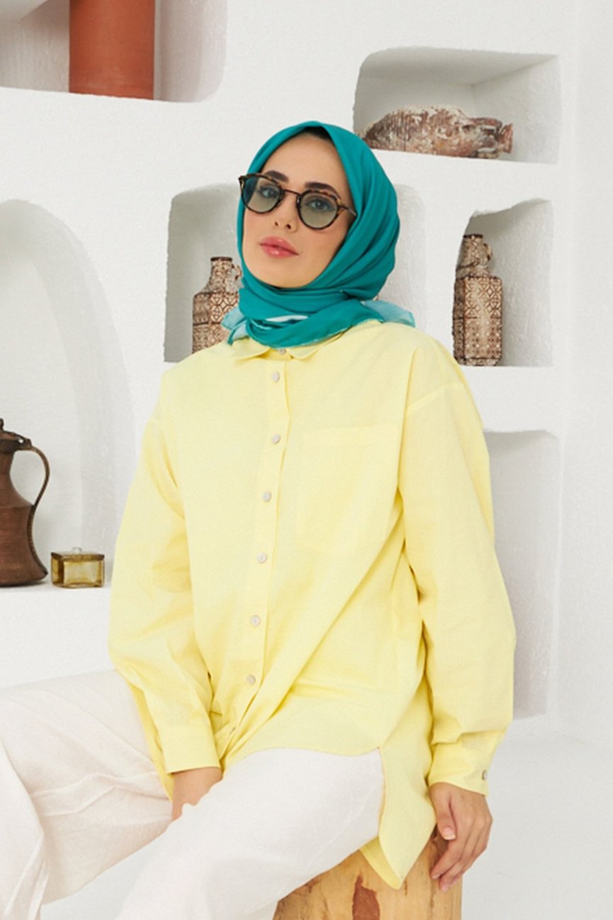Plain Patterned Benetton Green إيشارب أخضر بناتون سادة قطن سوفت