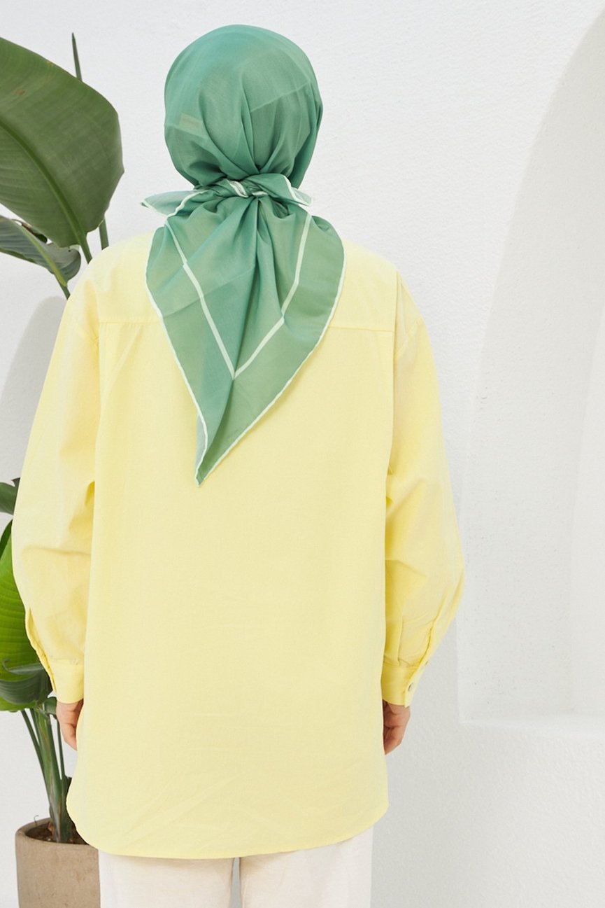 Plain Patterned Walnut Green Cotton إيشارب أخضر جوز سادة من سوفت