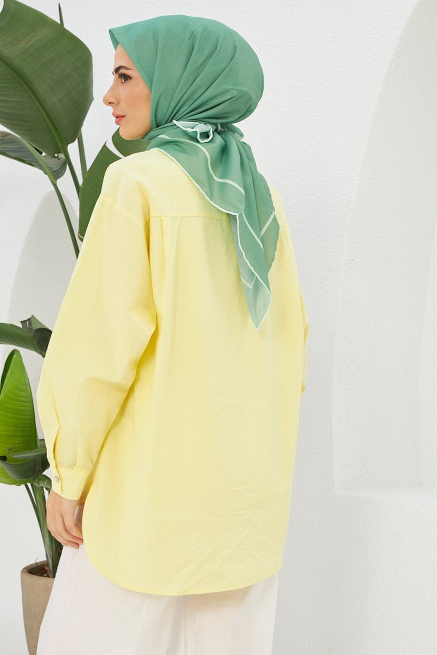 Plain Patterned Walnut Green Cotton إيشارب أخضر جوز سادة من سوفت