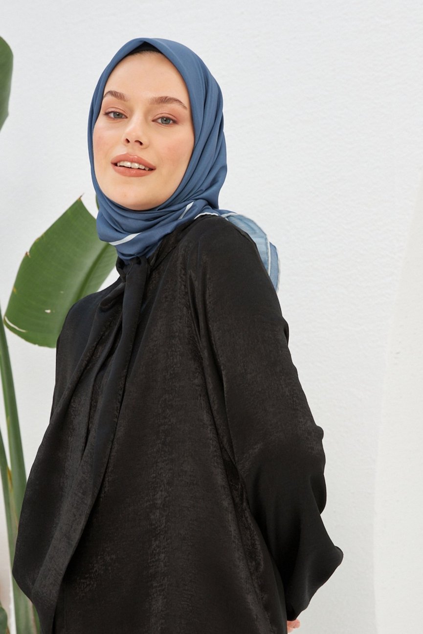 Plain Patterned Charcoal Gray Cotton إيشارب رمادي غامق سادة قطن سوفت