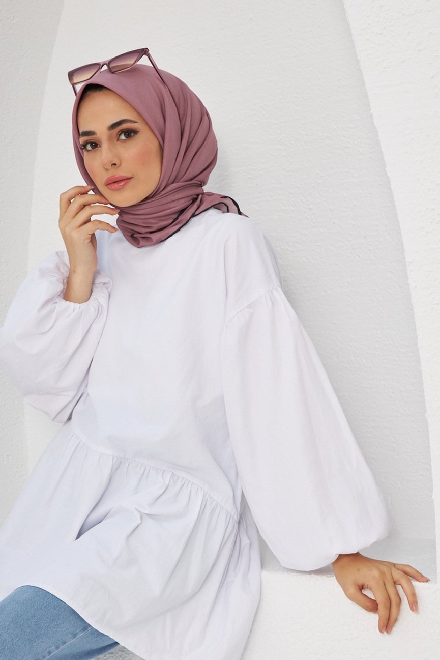 Plain Patterned Dusty Rose Cotton إيشارب وردي غامق سادة قطن سوفت