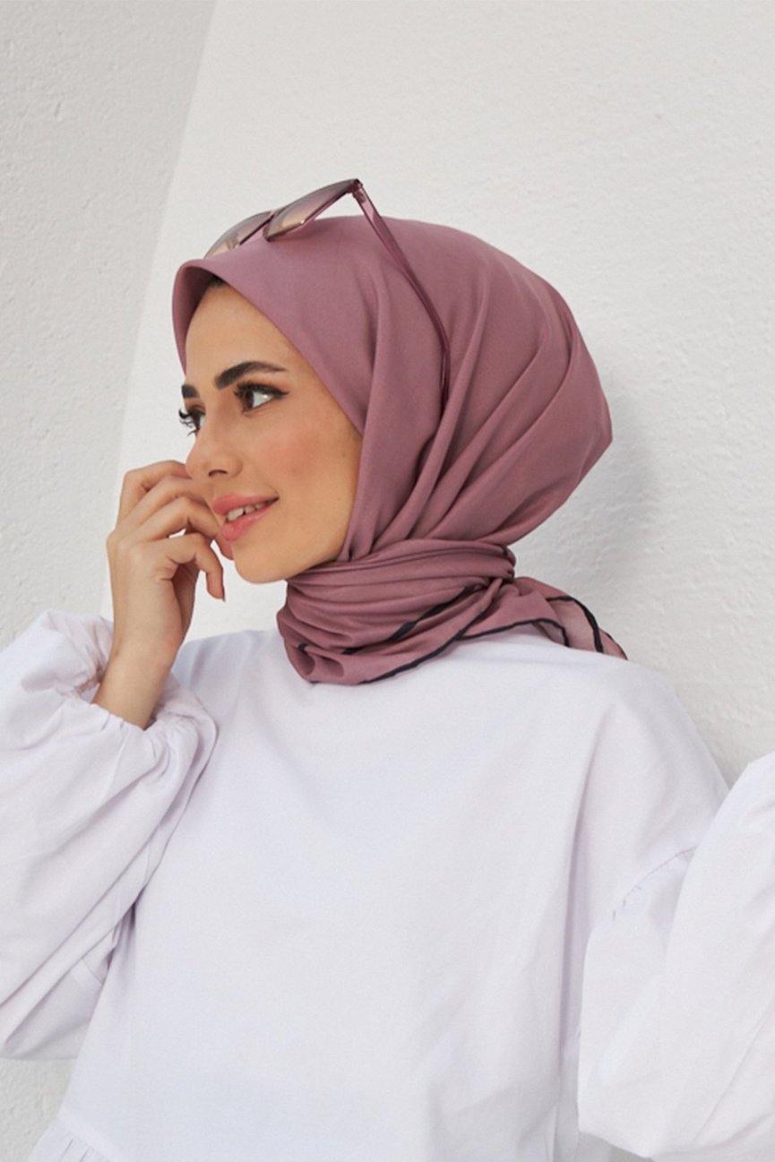 Plain Patterned Dusty Rose Cotton إيشارب وردي غامق سادة قطن سوفت
