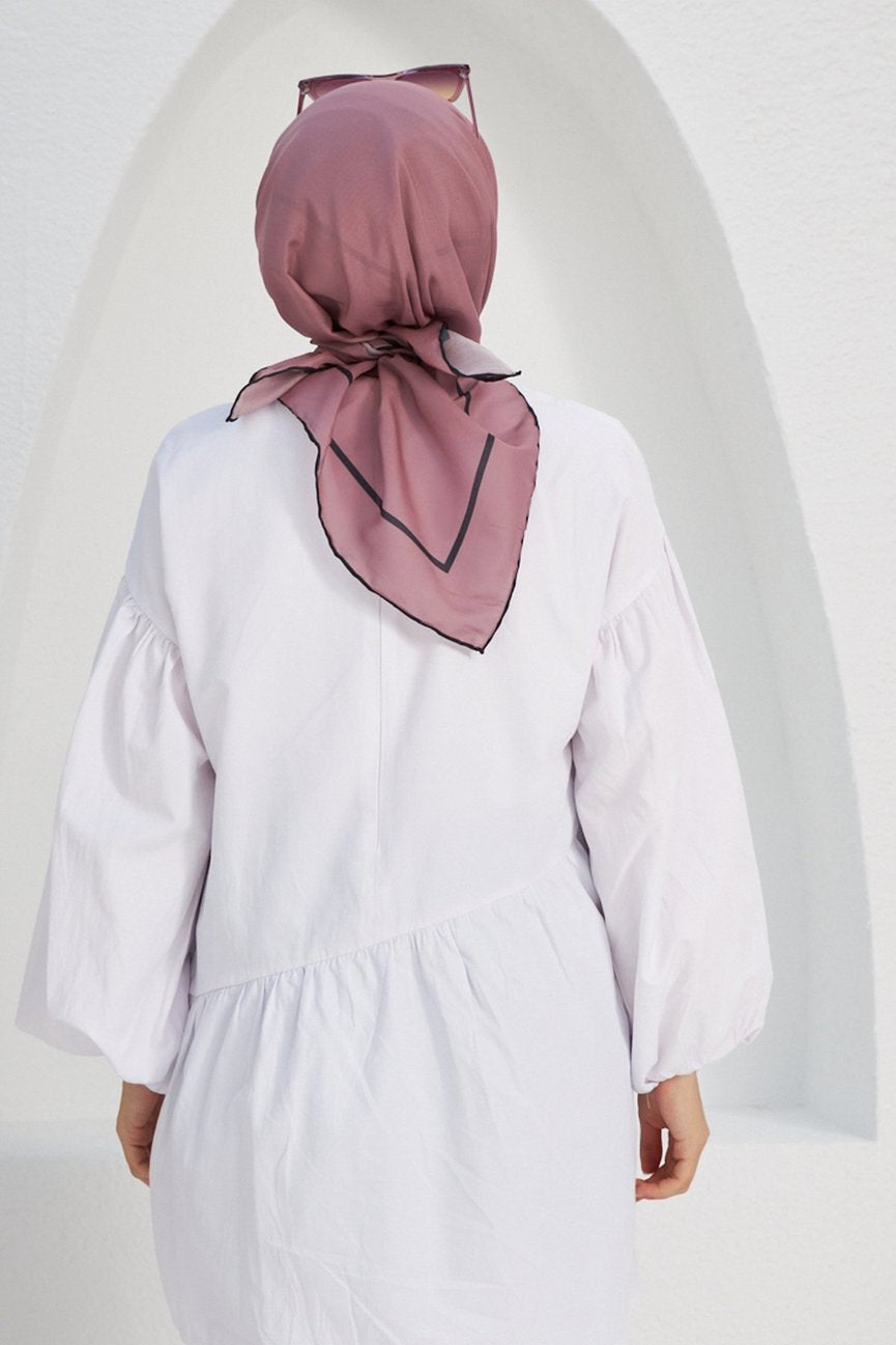 Plain Patterned Dusty Rose Cotton إيشارب وردي غامق سادة قطن سوفت