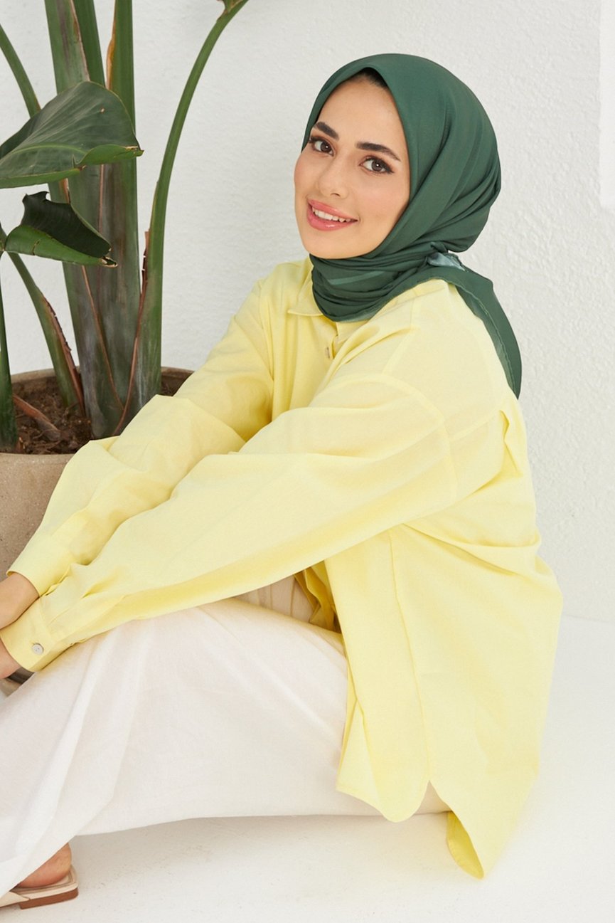 Plain Patterned olive Green Cotton إيشارب زيتي سادة قطن سوفت