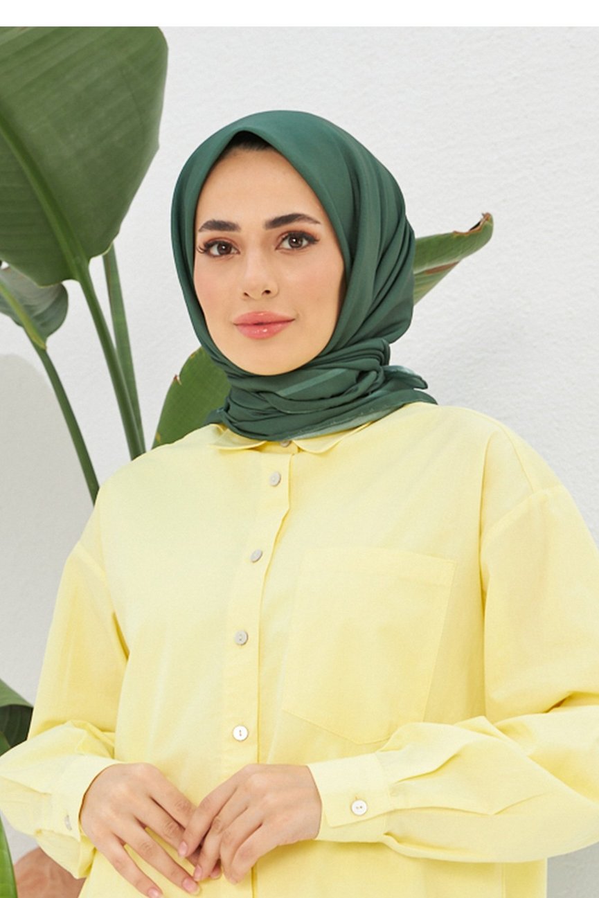 Plain Patterned olive Green Cotton إيشارب زيتي سادة قطن سوفت