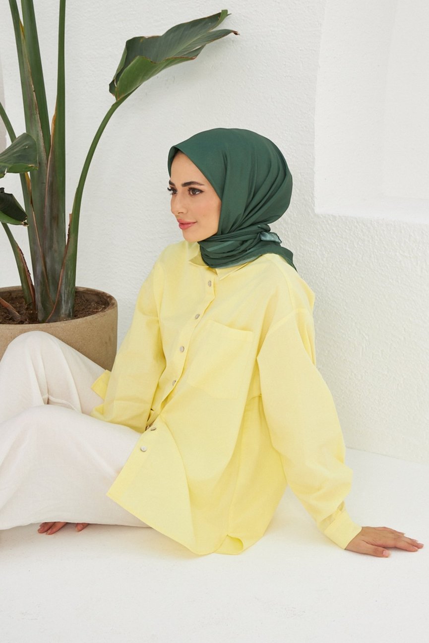 Plain Patterned olive Green Cotton إيشارب زيتي سادة قطن سوفت
