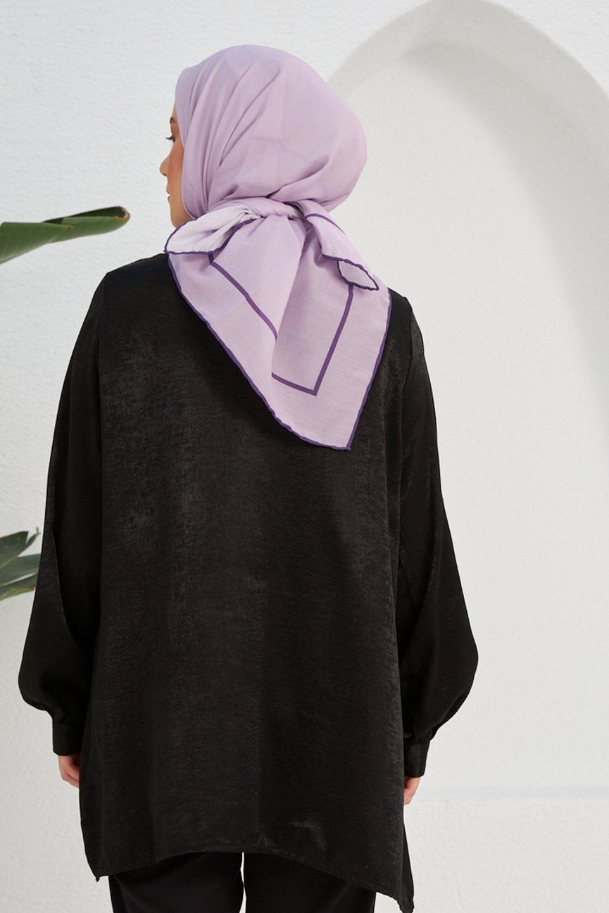 Plain Patterned Lilac Cotton إيشارب ليلكي سادة قطن سوفت