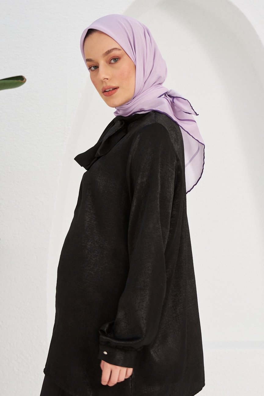 Plain Patterned Lilac Cotton إيشارب ليلكي سادة قطن سوفت