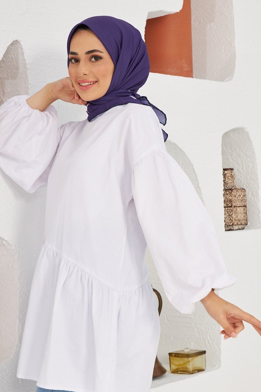 Plain Patterned Eggplant Purple Cotton إيشارب بنفسجي باذنجاني سادة قطن سوفت