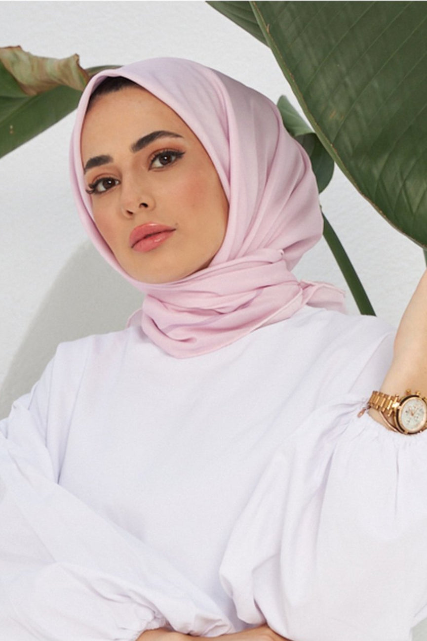 Plain Patterned Powder Pink Cotton إيشارب بودري سادة قطن سوفت