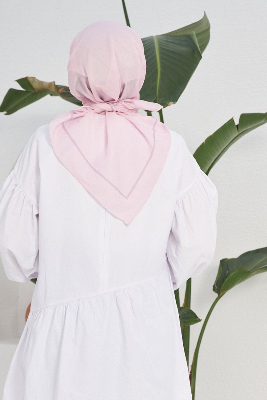 Plain Patterned Powder Pink Cotton إيشارب بودري سادة قطن سوفت