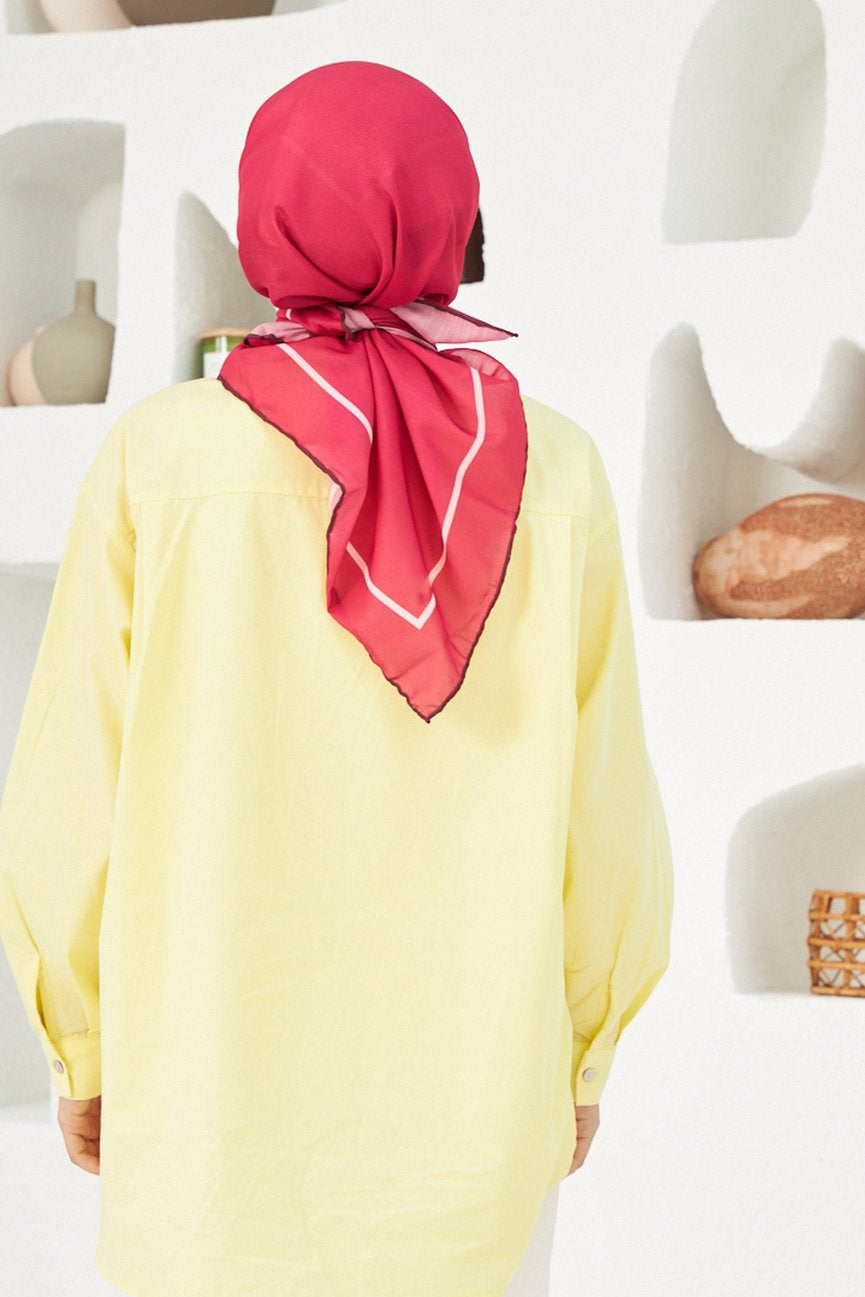 Plain Patterned Cotton إيشارب قرمزي سادة من قطن سوفت