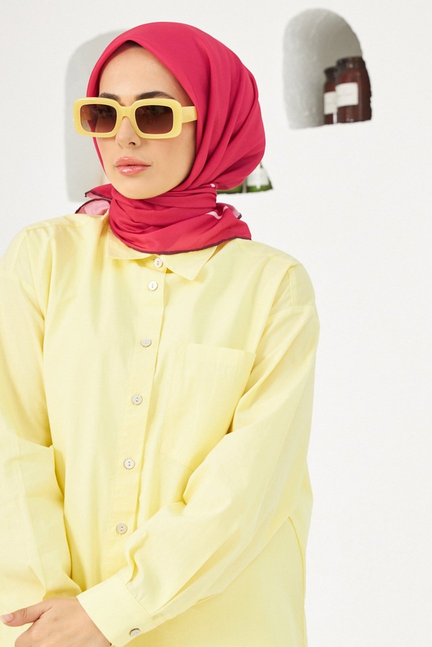 Plain Patterned Cotton إيشارب قرمزي سادة من قطن سوفت