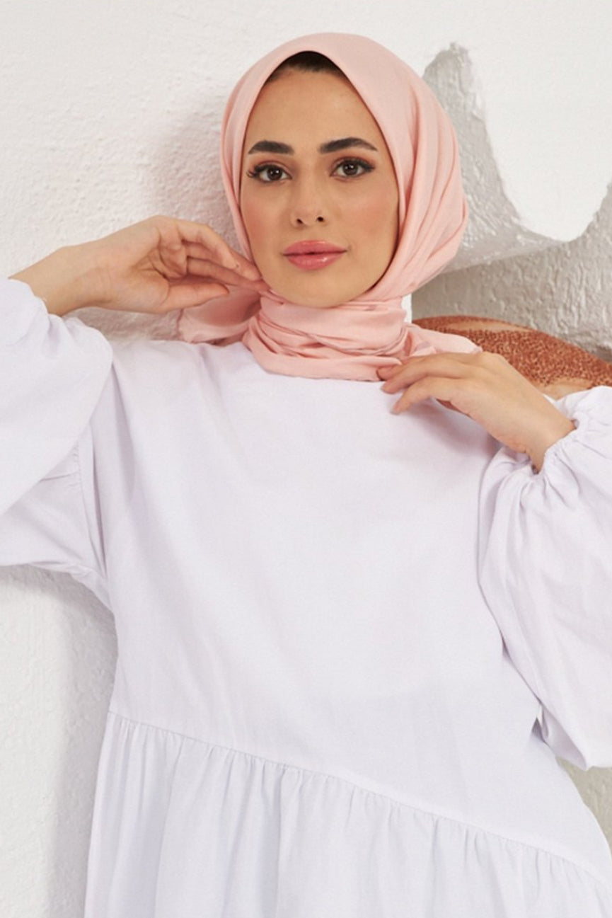 Plain Patterned Salmon Cotton إيشارب بلون السلمون سادة قطن سوفت