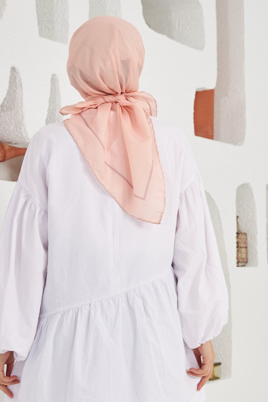 Plain Patterned Salmon Cotton إيشارب بلون السلمون سادة قطن سوفت