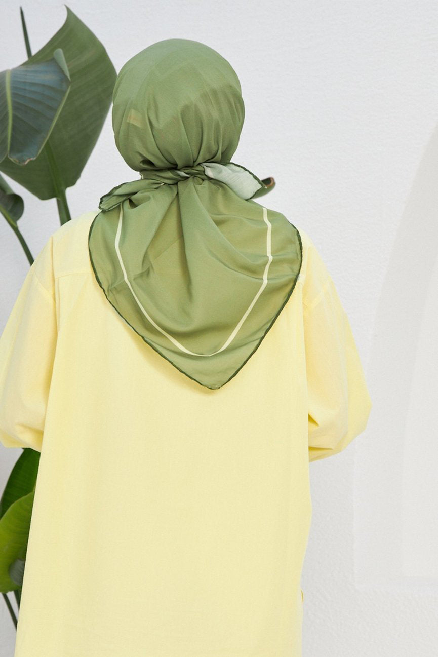 Plain Patterned Olive Green Cotton إيشارب أخضر زيتوني سادة قطن سوفت