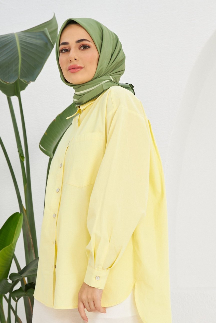 Plain Patterned Olive Green Cotton إيشارب أخضر زيتوني سادة قطن سوفت