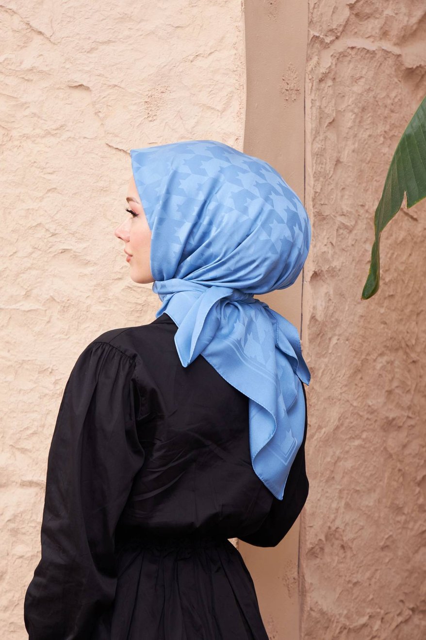 Monogram Jakarli Silk Cotton French Blue مونوغرام جاكارلي حرير قطن أزرق فرنسي