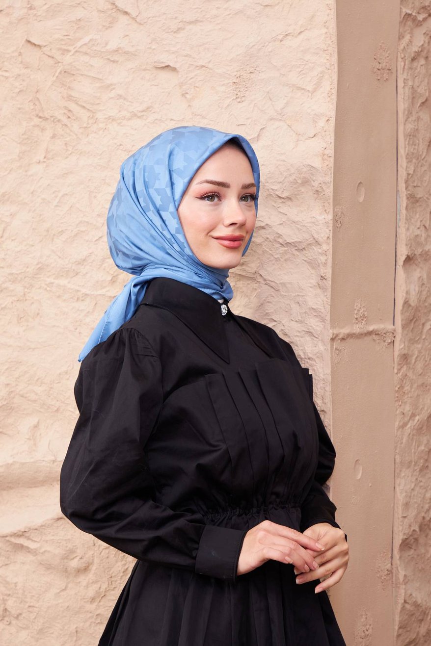 Monogram Jakarli Silk Cotton French Blue مونوغرام جاكارلي حرير قطن أزرق فرنسي