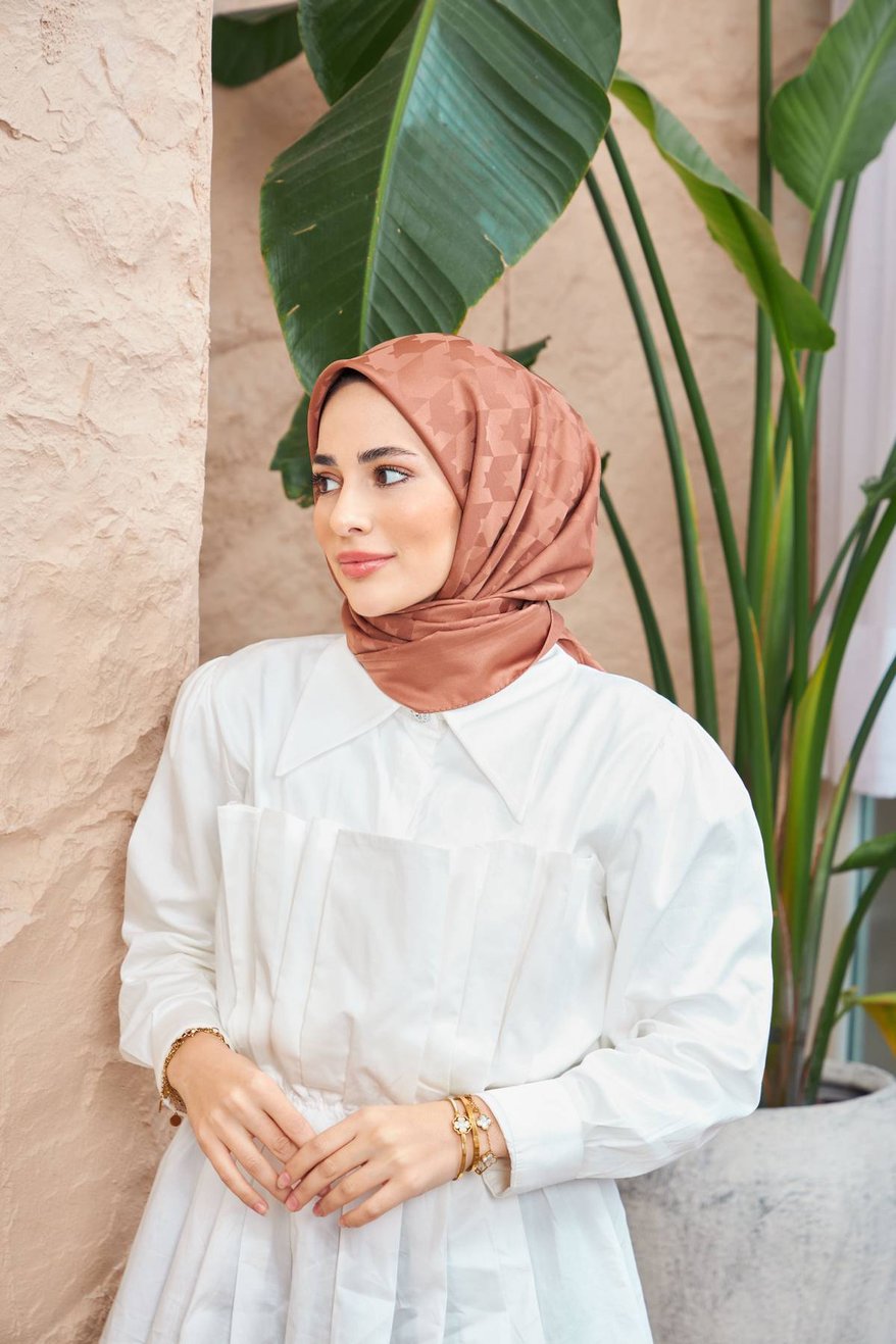 Monogram Jakarli Silk Cotton Mocha مونوغرام جاكارلي حرير قطن موكا