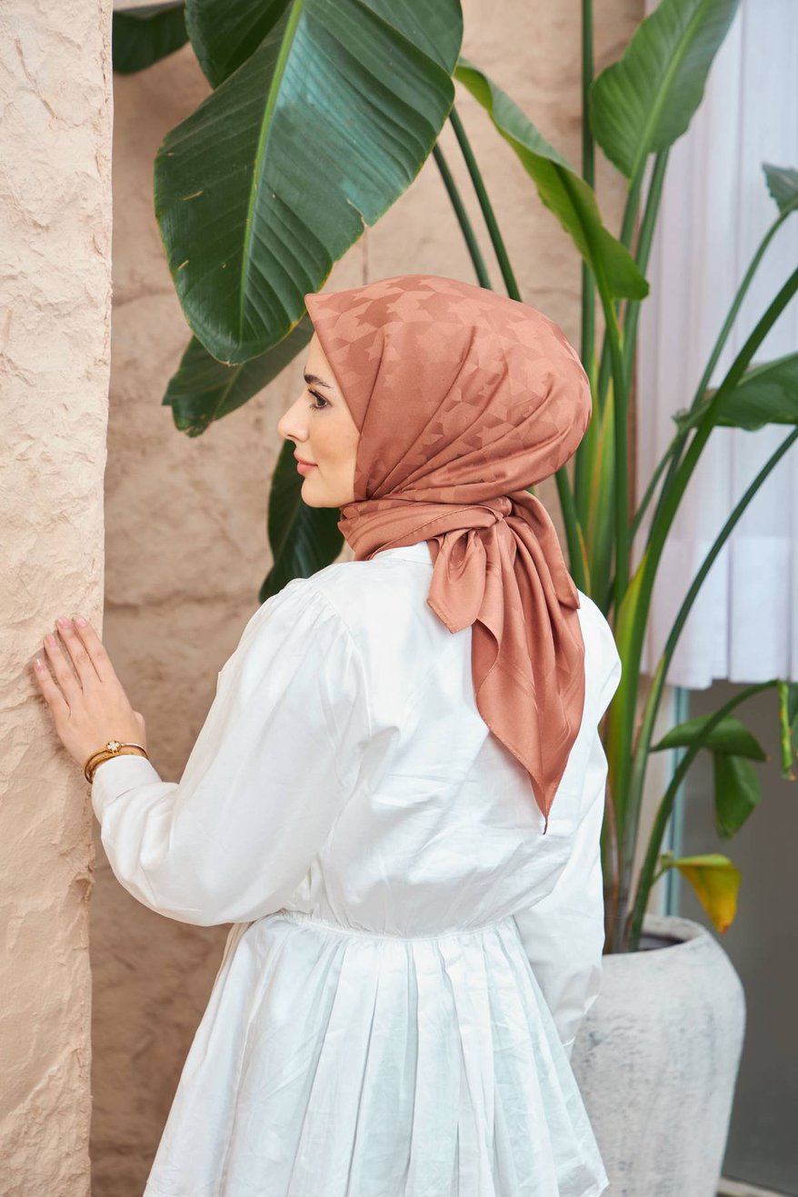Monogram Jakarli Silk Cotton Mocha مونوغرام جاكارلي حرير قطن موكا