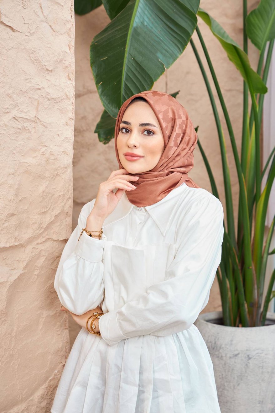 Monogram Jakarli Silk Cotton Mocha مونوغرام جاكارلي حرير قطن موكا