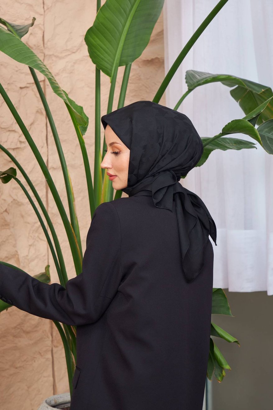Monogram Jakarli Silk Cotton Black Ink مونوغرام جاكارلي حرير قطن الحبر الأسود
