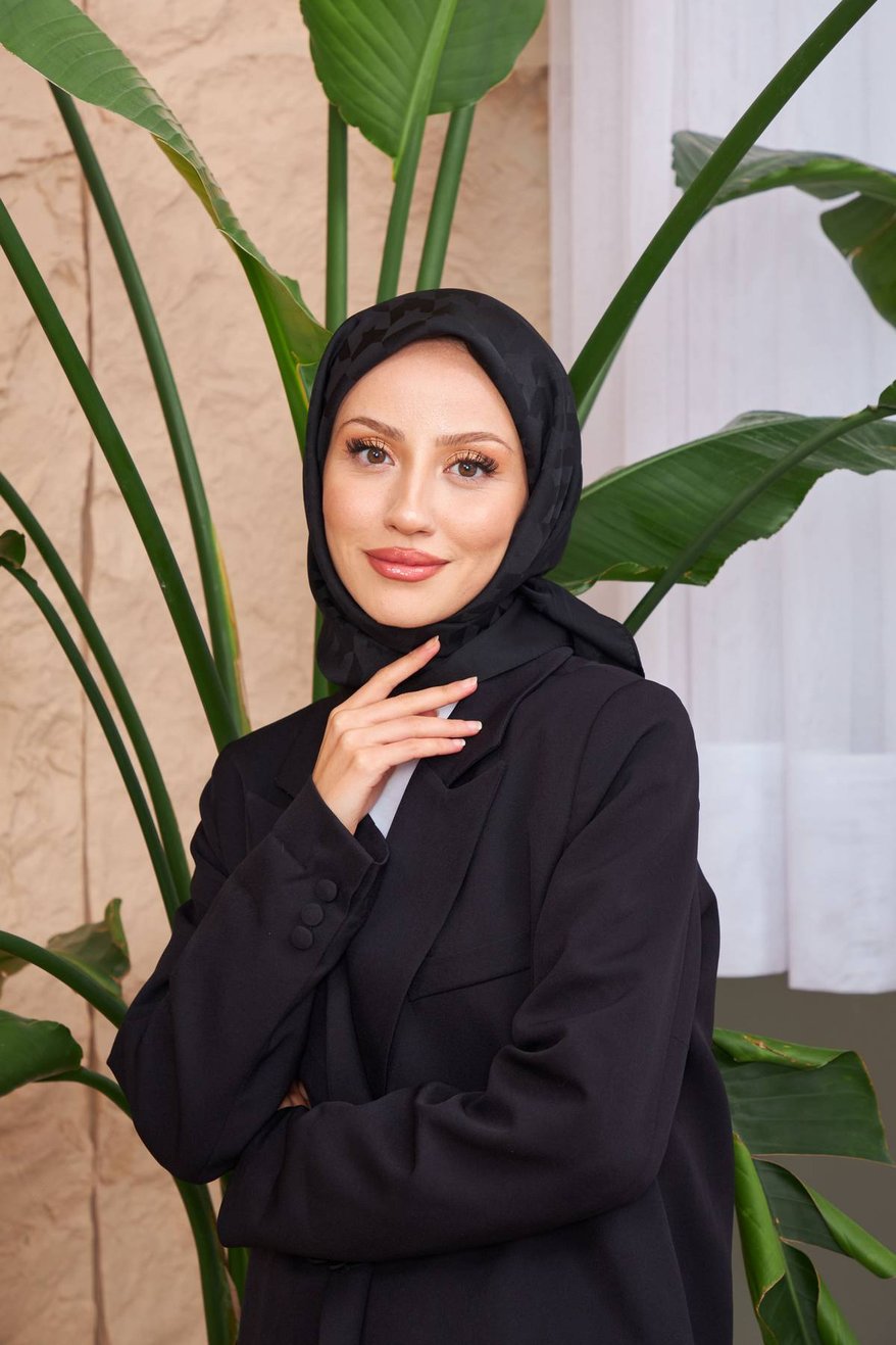 Monogram Jakarli Silk Cotton Black Ink مونوغرام جاكارلي حرير قطن الحبر الأسود