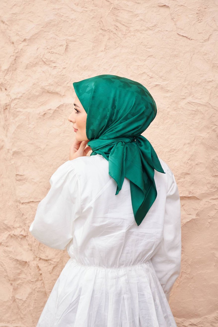 Monogram Jakarli Silk Cotton Emerald Green مونوغرام جاكارلي حرير قطن أخضر زمردي
