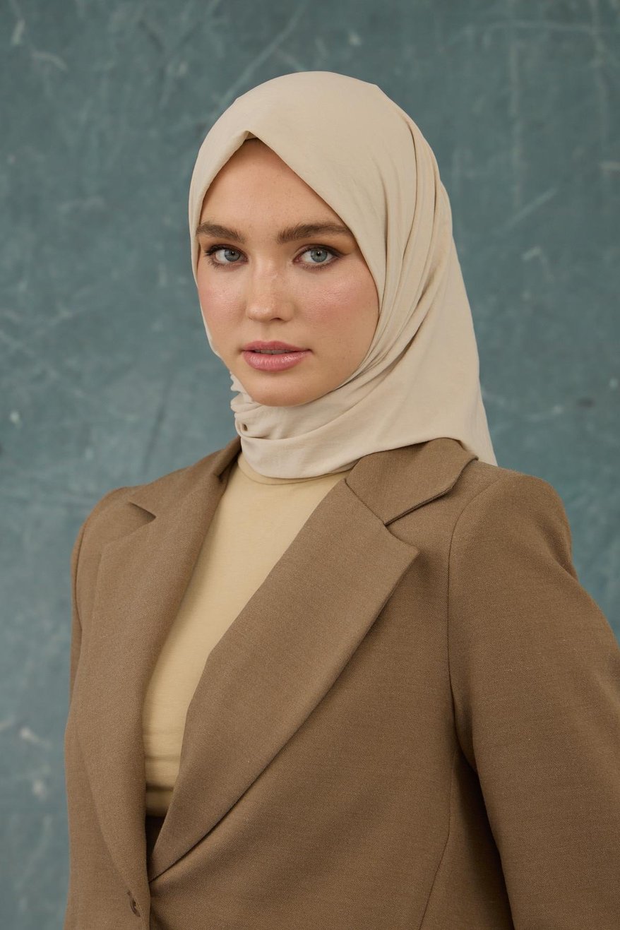 Eşarp Crepe Lycra Ivory Beig إيشارب كريب لايكرا بلون البيج العاجي