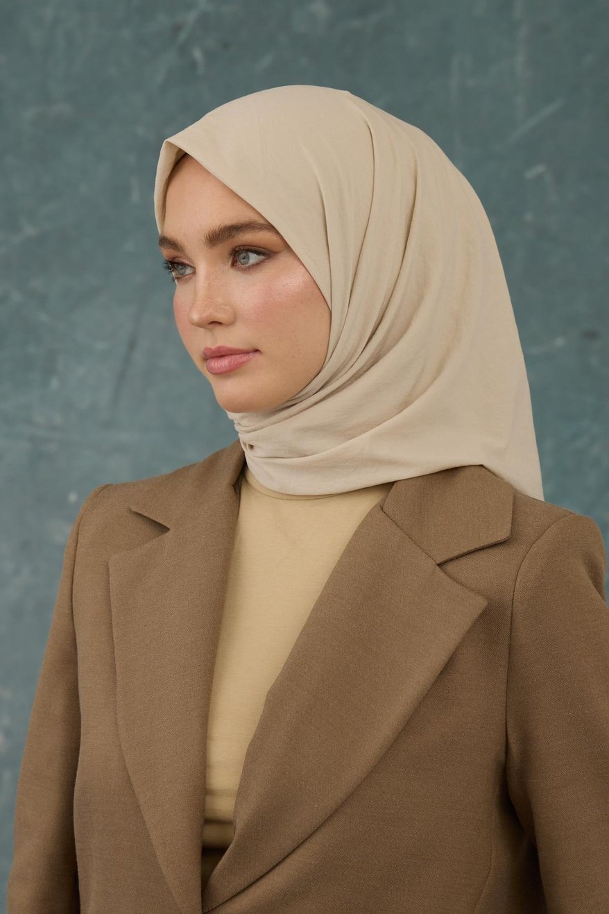 Eşarp Crepe Lycra Ivory Beig إيشارب كريب لايكرا بلون البيج العاجي