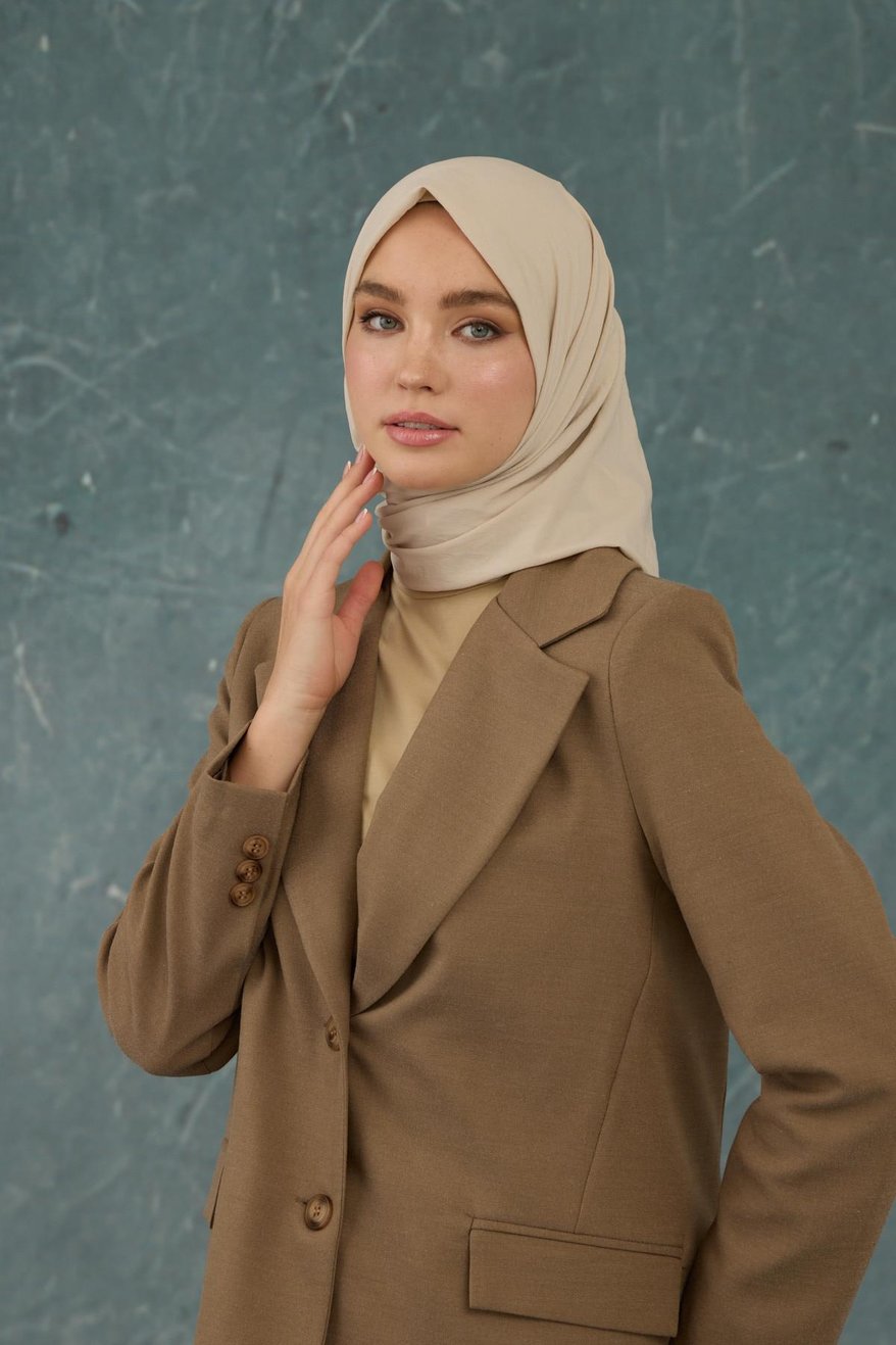 Eşarp Crepe Lycra Ivory Beig إيشارب كريب لايكرا بلون البيج العاجي