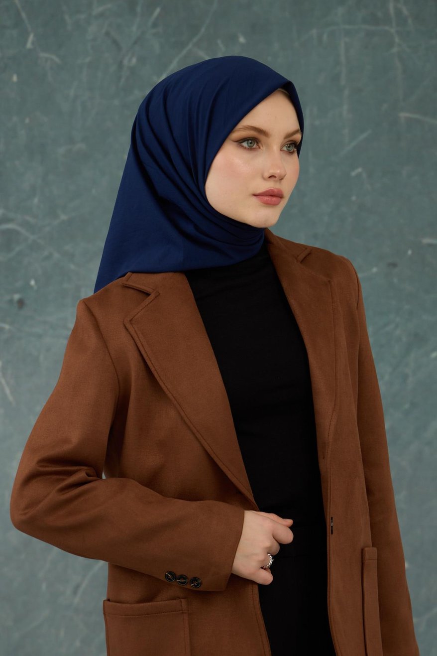 Eşarp Crepe Lycra Navy Blue إيشارب كريب لايكرا بلون كحلي